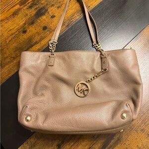 Michael Kors Brown Leather Tote with Gold Accents